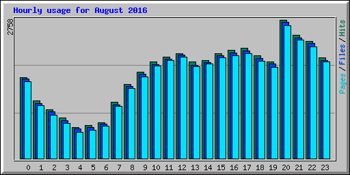 Hourly usage for August 2016