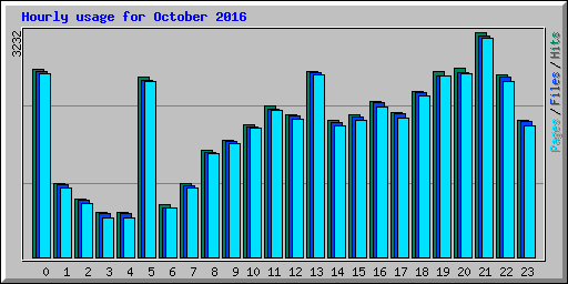 Hourly usage for October 2016