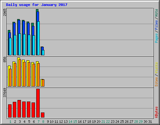 Daily usage for January 2017