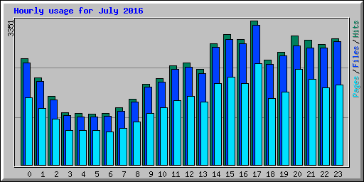 Hourly usage for July 2016