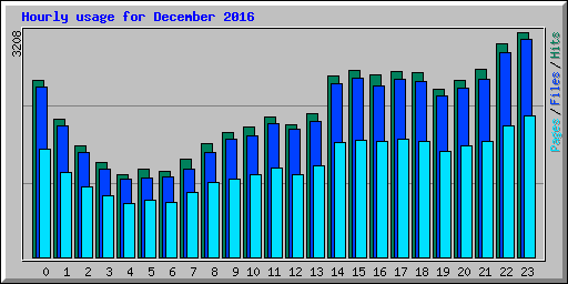 Hourly usage for December 2016