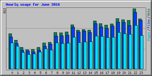 Hourly usage for June 2016