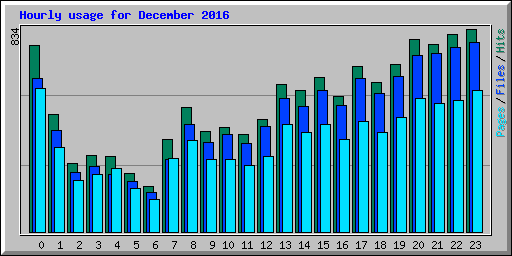 Hourly usage for December 2016