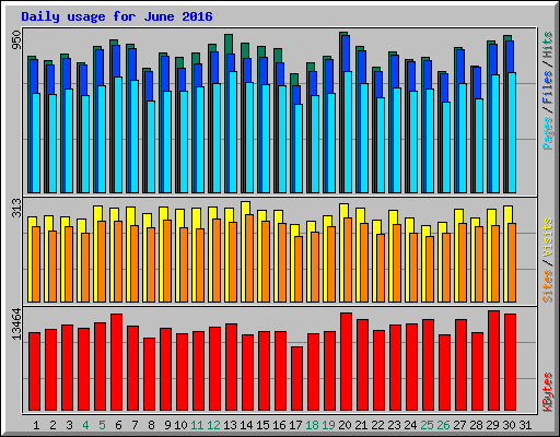 Daily usage for June 2016