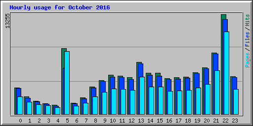 Hourly usage for October 2016