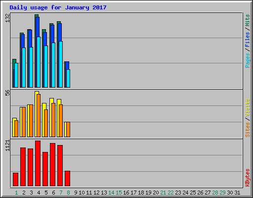 Daily usage for January 2017