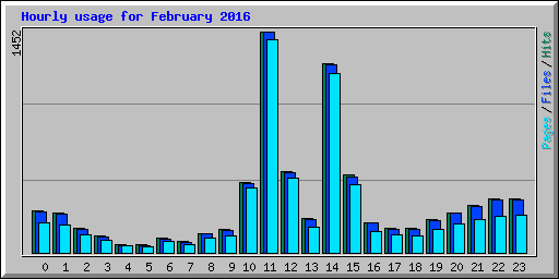 Hourly usage for February 2016