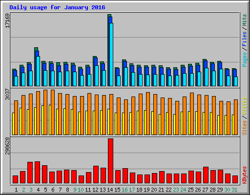 Daily usage for January 2016