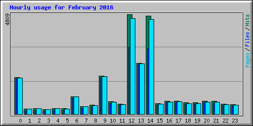 Hourly usage for February 2016