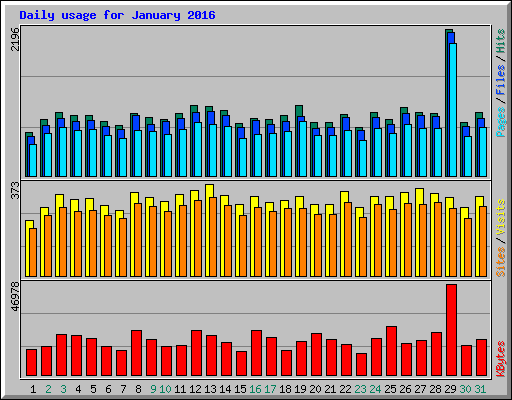 Daily usage for January 2016