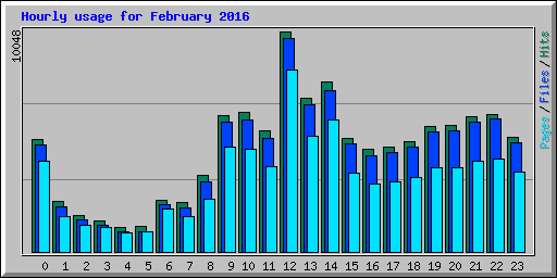 Hourly usage for February 2016