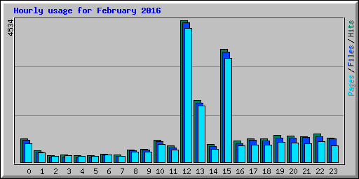 Hourly usage for February 2016