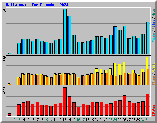 Daily usage for December 2023