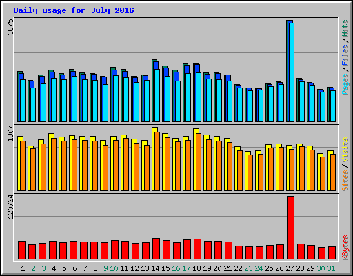 Daily usage for July 2016