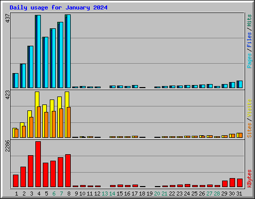 Daily usage for January 2024