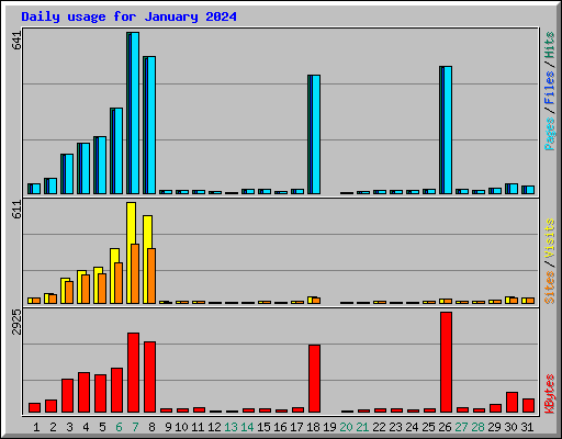 Daily usage for January 2024