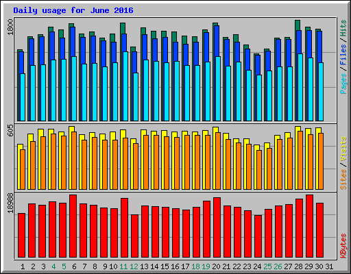 Daily usage for June 2016