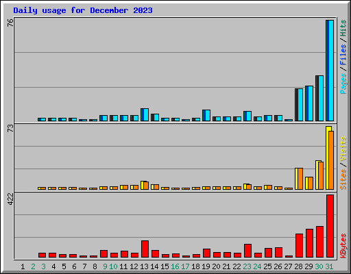 Daily usage for December 2023