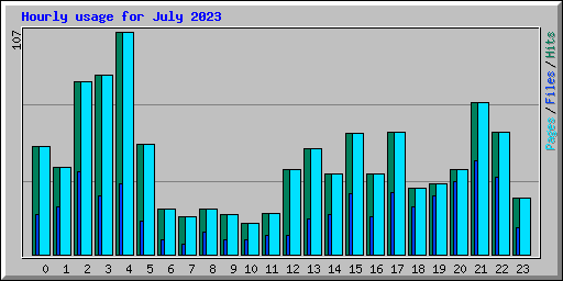 Hourly usage for July 2023