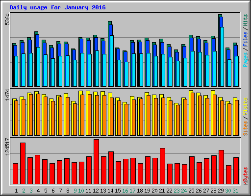 Daily usage for January 2016