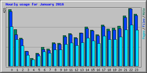 Hourly usage for January 2016